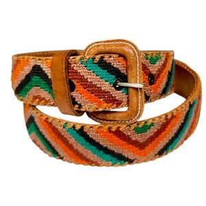 Vintage Multicolor Chevron Pattern Belt